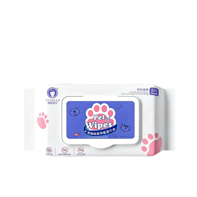 Feline Pet Wet Wipes Odor Removing Antibacterial Deep Cleaning Non Disposable Portable Non Woven for Cats Dogs