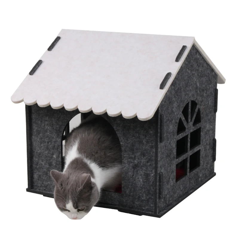 Felt Tent Cat House Four Seasons Warmth Enclosed Pet Household Furniture Cat Bed Pet House