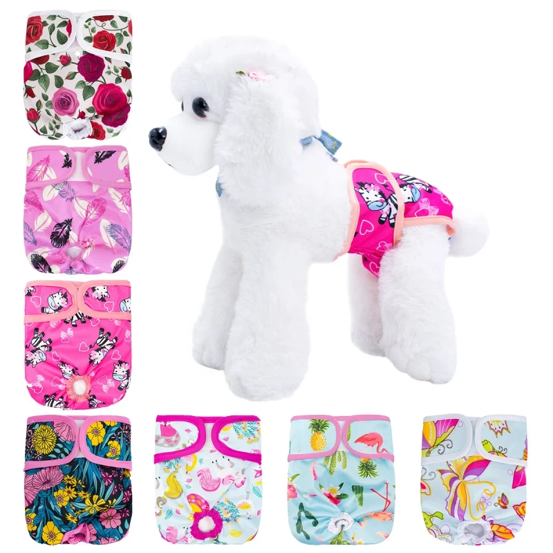 Female Dog Diapers Highly Absorbent Doggie Diapers Reusable Washable Size Adjustable Puppy Diapers for Dog Period Panties