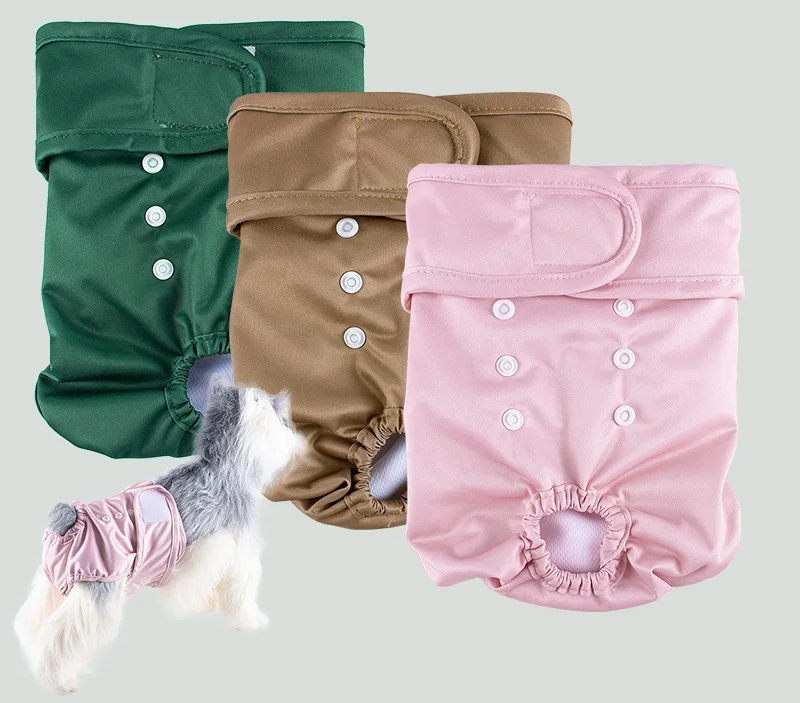 Female Pet Washable Dog Diapers with Super Absorbent Breathable Fabric Printed PE Film Dog Pants