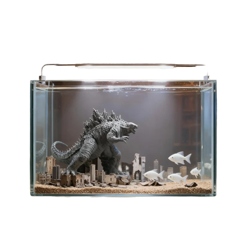Fenipate Eco Friendly Godzilla Resin Irregular Shape Fish Tank Landscaping Figurine Aquarium Accessories Living Room Desktop