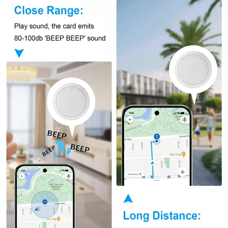 Find My Device Android GPS Navigation Tracker Tag Plastic Waterproof Anti-Loss Smart Locator Wallet Keys Cards Elderly