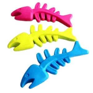 Fish Bone Shaped Squeaky Chew Toys for Cats and Dogs Funny Training Pet Toys with Rubber Fetching Sound for Puppy Puppies