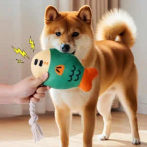 Fish Princess Simple Style Eco Friendly Plush Dog Chew Toy Realistic Fat Fish with Sound Durable Easy to Clean Teeth Grinding