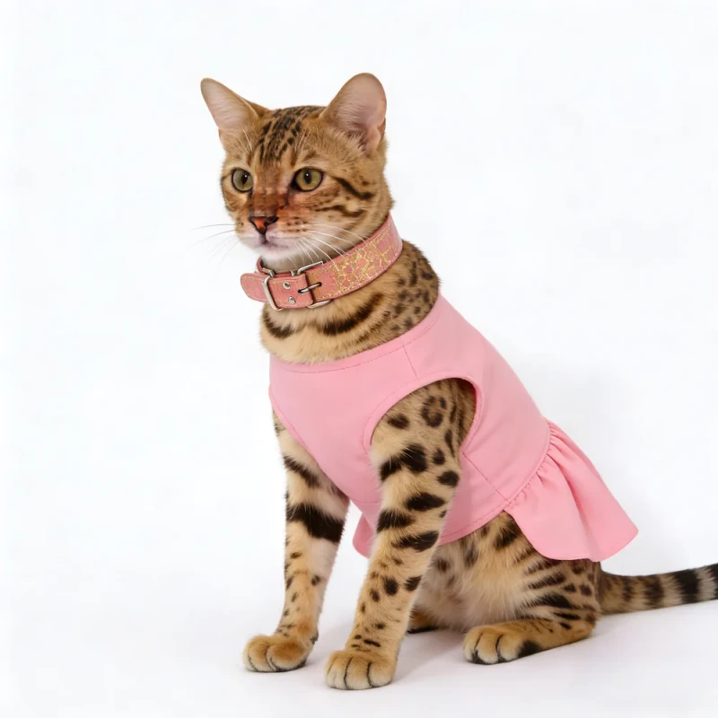 Fish-Shaped PU Traction Rope Pet Collar Stripes Pattern Leisure Style Daily Wear Accessory Matching Clothing Cat Dog Necklace