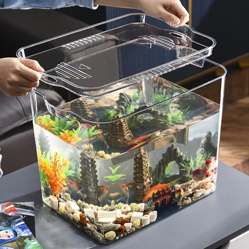 Fish Small Desktop Self cleaning Aquarium Free Replacement Unique clear Plastic Fish tank Bowl Supplier Mini Lazy Fish Farming
