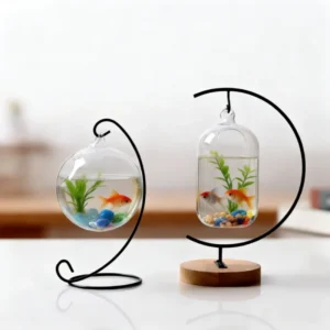 Fish Tank Accessories Transparent Hanging Glass Decoration Table Aquarium Table Birdcage Glass Aquarium Fish Bowl Flower Plant