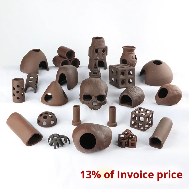 Fish Tank Landscape Aquarium Decoration Purple Clay Special shaped Hideout Breeding Pottery Pot