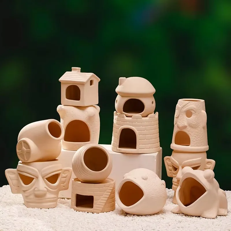 Fish Tank Landscape Breeding Tank Aquarium Decoration Coarse Pottery Fish Shrimp Alien Shelter Spawning Pottery Ornaments