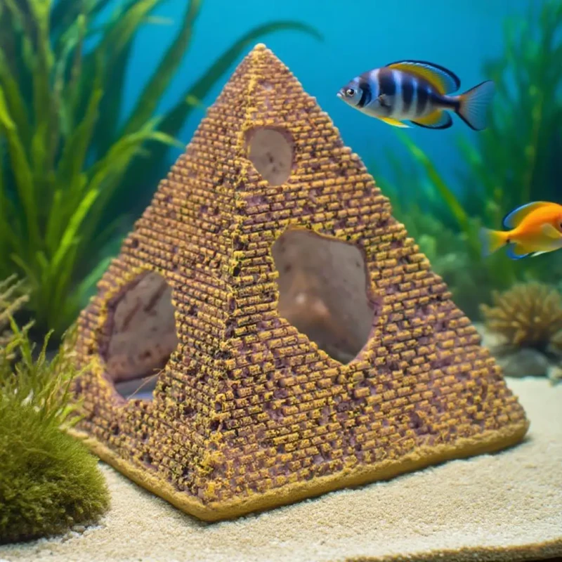 Fish Tank Landscape Shelter Aquarium Decoration Accessories Resin Tower Shaped Shrimp House Hiding Hole Creative Decoration