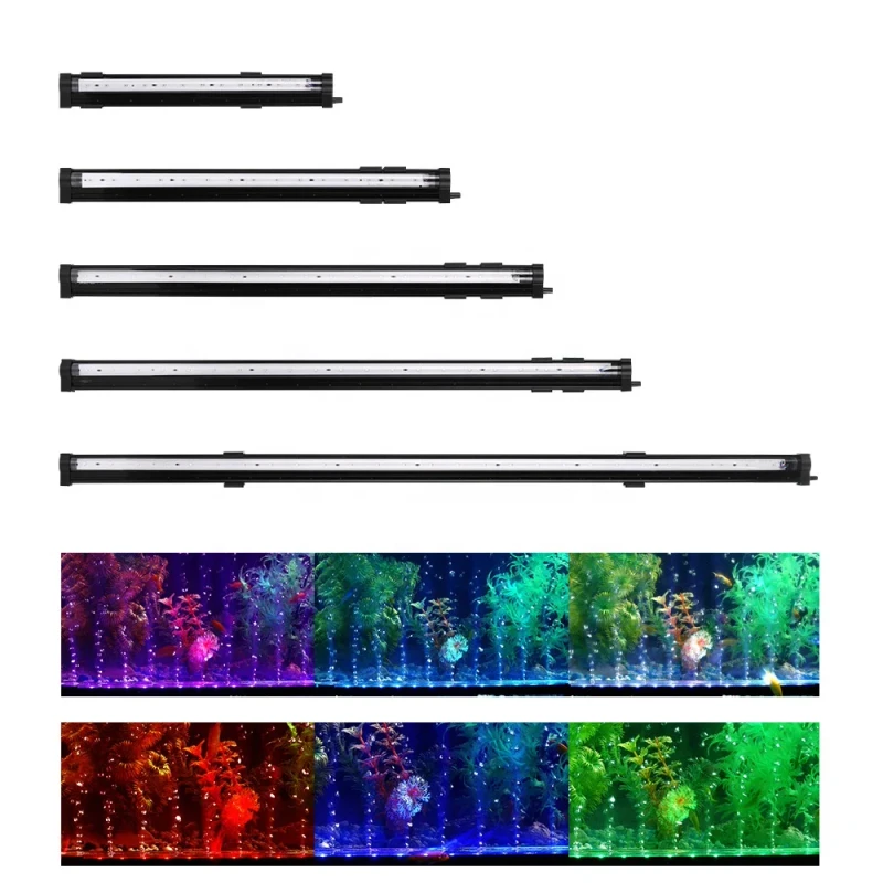 Fish Tank Led Bubble Light Colorful Aquarium Color changing Diving Submersible Light Bar Aquarium Air Stones Bubble Light