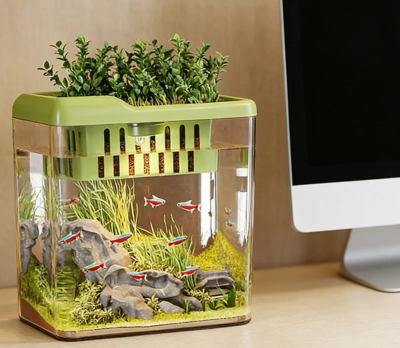 Fish tank Modern Small Goldfish Turtle Breeding Aquarium Plastic Glass Transparent for Indoor Living Room Office Desktop Use