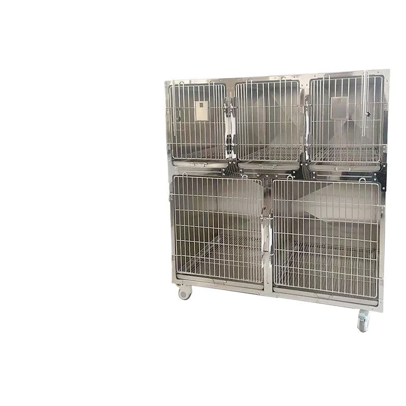 Five Position Double Deck Cat and Dog Cage 304 Stainless Steel Constant Temperature Oxygen Hospitalization Foster Cage