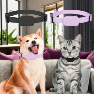 Floral Pattern Mini GPS Tracker for IOS Pets Rechargeable Bluetooth 5.2 Anti Lost Collar with Ribbons Movement Alert Cats Dogs