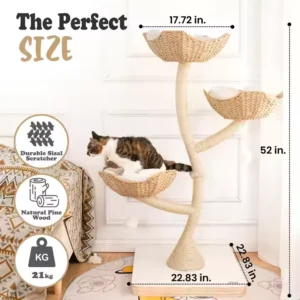 Flower Cat Climbing Frame Tree House Modern Comfortable Tower Cat Trees Scratcher Wooden Cat Tree