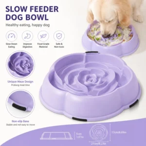 Flower Design Portable Waterproof Pet Bowl for Cats and Dogs Cute PP Material Non Slip Slow Feeder