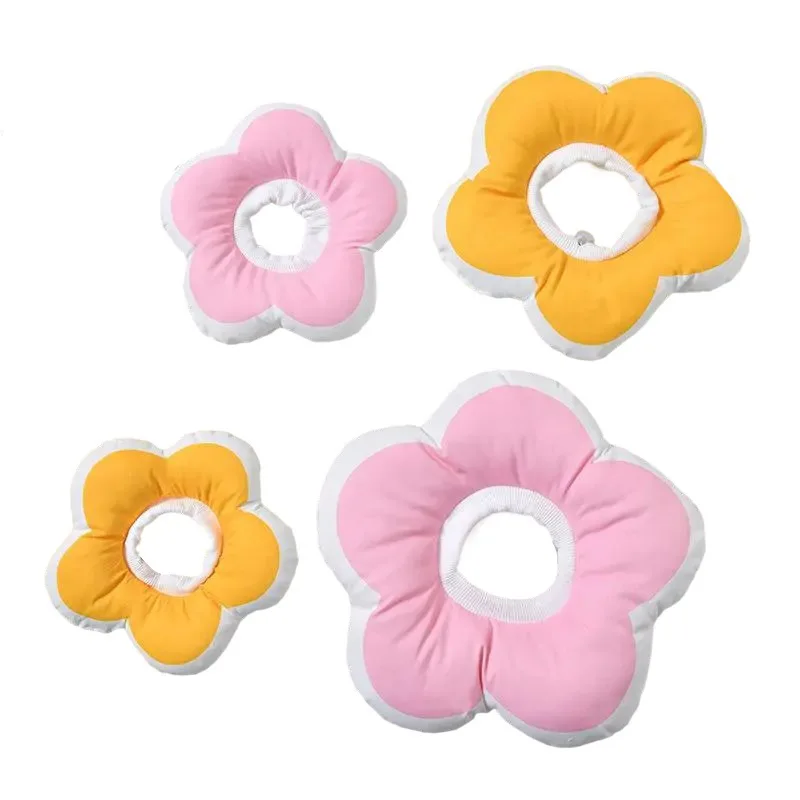 Flower White Circle Pet Neck Collar Waterproof Head Cover Pet Collar for Cats and Dogs