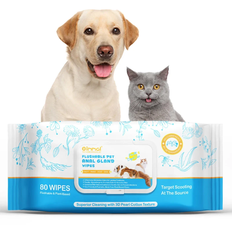 Flushable Eco Friendly Organic Pet Anal Gland Cleaning Wipe Pet Grooming Wet Wipes for Dogs Cats