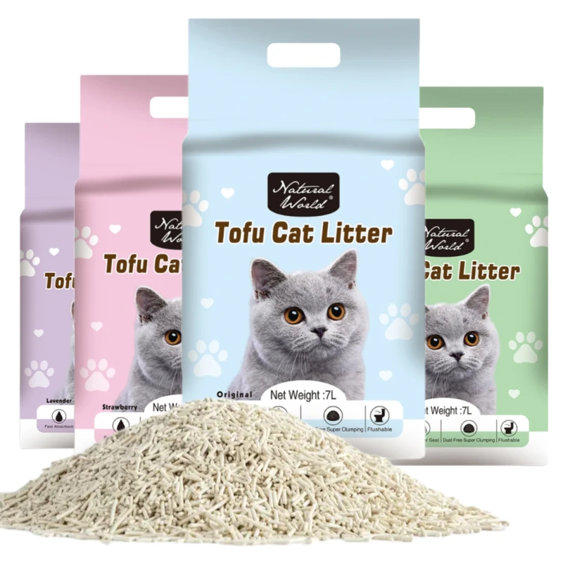 Flushable Tofu Cat Litter Fast Clumping Dust Free Highly Adsorbent 2.5kg Freeing Your Hands and Eliminating Garbage Sorting