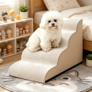 Foam Pet Ramp Stairs 4 Step for Small Dogs and Cats High Density Non slip Daily Use Pet Stairs for Home and Travel