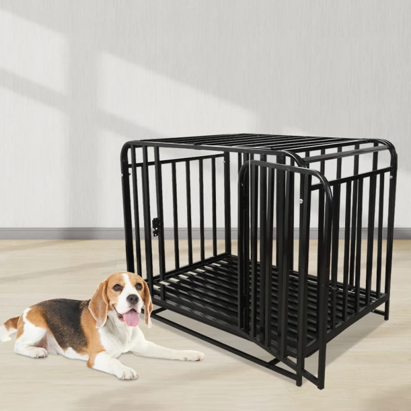 Foldable Black Metal Pet Dog Kennel Crate Cage House Outdoor Custom Big Dog Cages