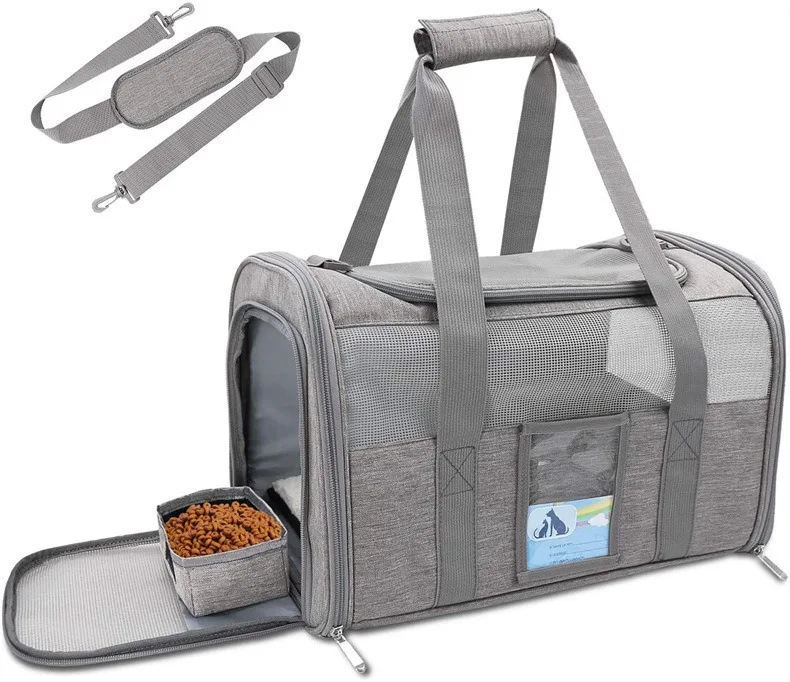Foldable Breathable Eco Friendly Oxford Pet Carrier Bag Zipper Closure Portable Handheld Dog Cat Travel Crate for Small Pets