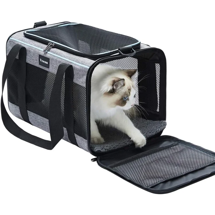 Foldable Breathable Fashion Cat Dog Backpack Large Capacity Pet Carrier with Zipper Closure Outdoor Travel Shoulder Bag D1