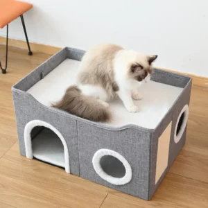 Foldable Indoor Pet Bed with Scratch Sides Cat Furniture Indoor House Toy