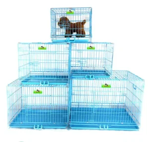 Foldable Metal Pet Cage Dog Crate Kennel with Plastic Tray Durable Metal Construction Packed in Box