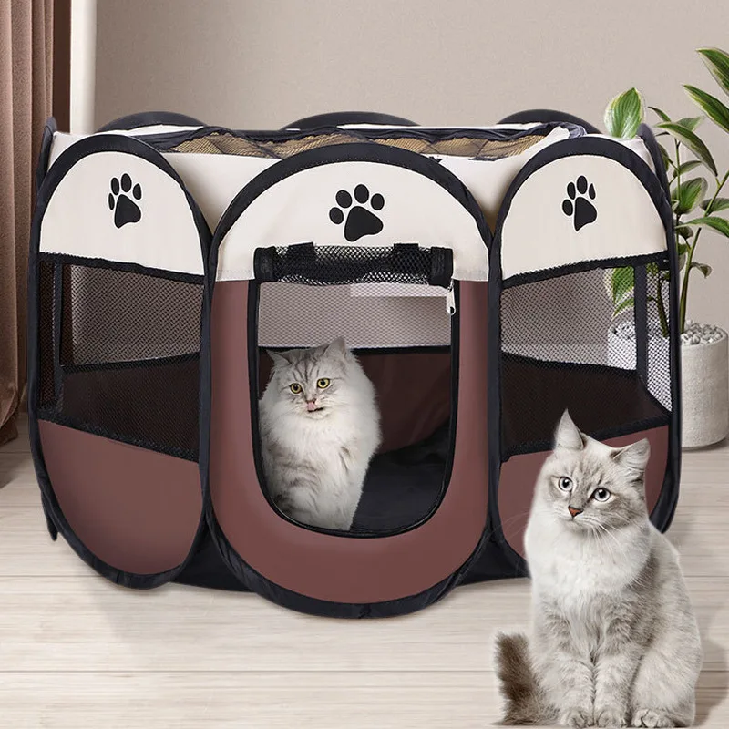 Foldable Octagonal Oxford Cat and Dog Cage Pet Fence Kennel Tent Room Pet Playpens