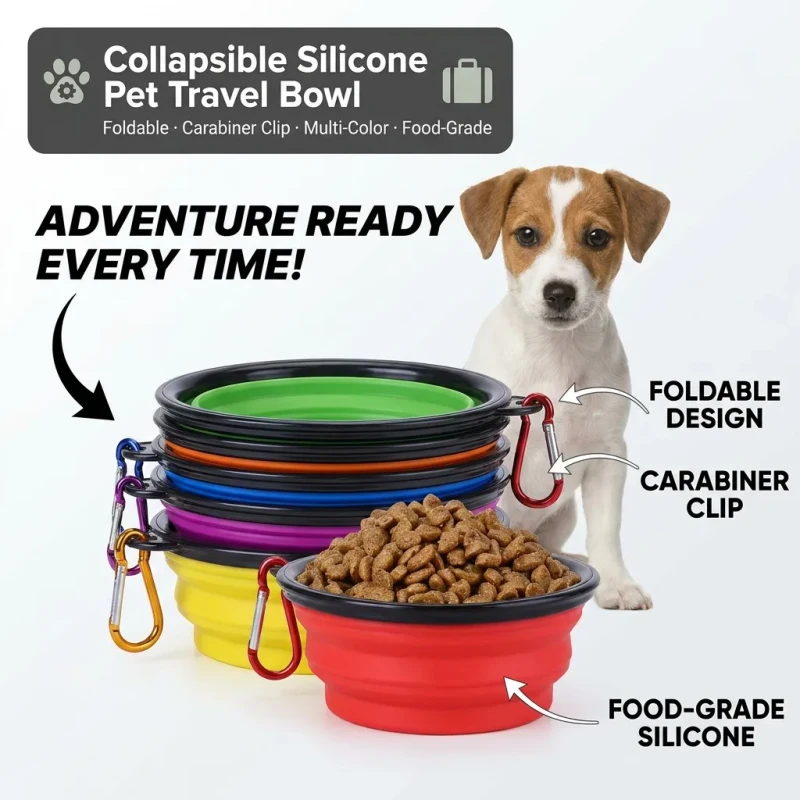 Foldable Pet Bowl Customized Logo Silicone Collapsible Dog Bowls Folding Pet Bowls Travel