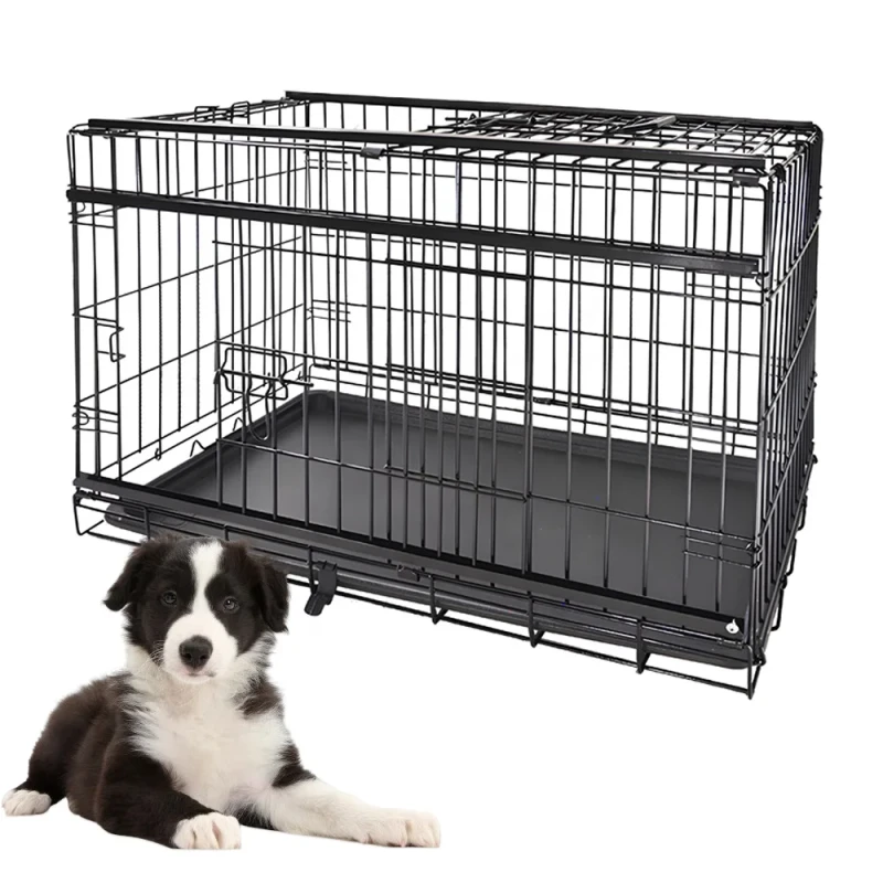 Foldable Pet Cages Houses Dog Kennel Metal Wire Large Dog Cage with Sliding Doors
