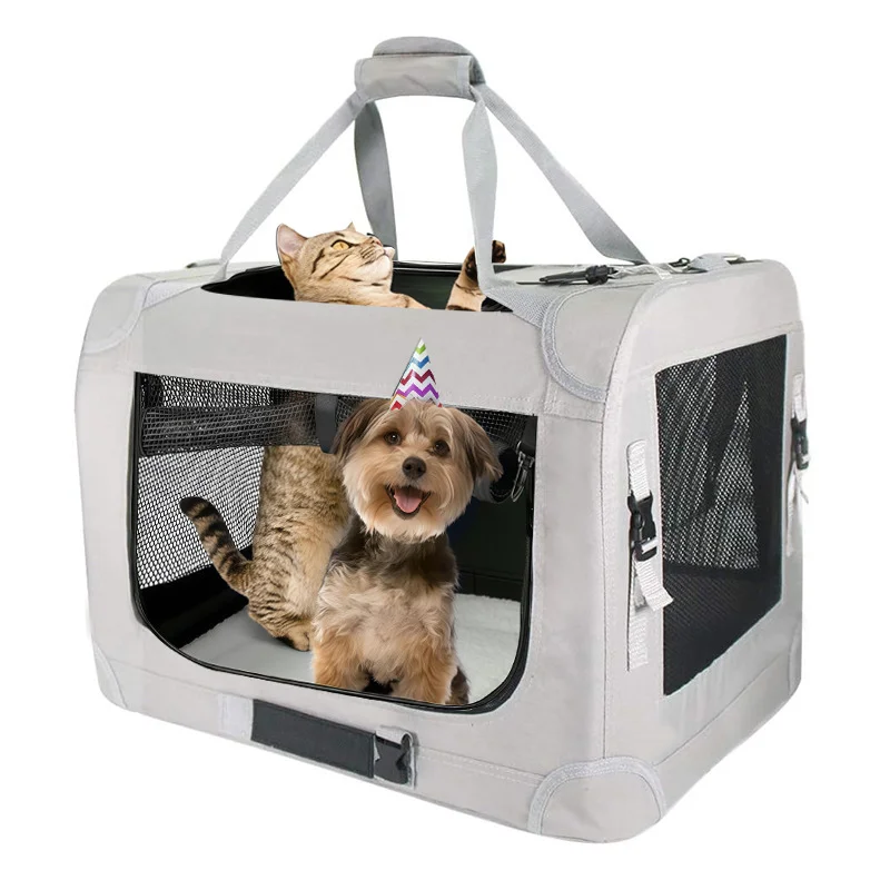 Foldable Pet Carrier Large Capacity Dog Cat Carrier for Travel and Car
