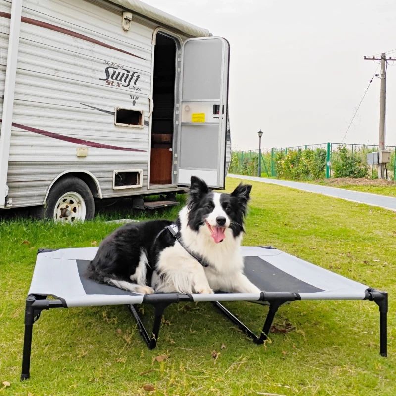 Foldable Pet Cot Outdoor Elevated Dog Bed Portable Breathable Steel Frame Pet Bed