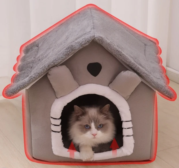 Foldable Pet House with Removable Washable Cover, Cat House, Puppy Cave Sofa Bed