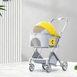 Foldable Pet Stroller with Detachable Carrier 4 Wheels Shockproof Travel Stroller for Small Dogs Cats Outdoor Walks
