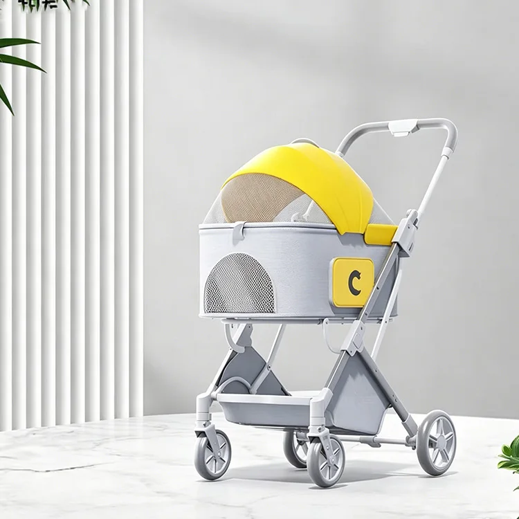 Foldable Pet Stroller with Detachable Carrier 4 Wheels Shockproof Travel Stroller for Small Dogs Cats Outdoor Walks