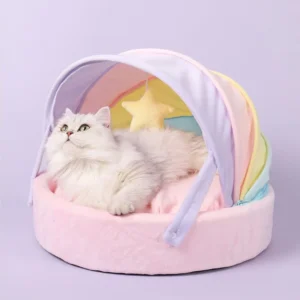 Foldable Pet Tent Bed for Cats and Dogs All Season Use with Breathable Summer Mat