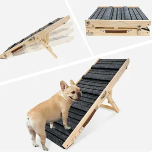 Foldable Pine Wood Dog Ramp With Handrails for High Bed Pet Supplies Non Slip Ladder