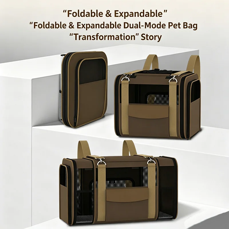 Foldable Portable Pet Carrier Breathable Mesh Design Cat Dog Handheld Travel Bag Indoor and Outdoor