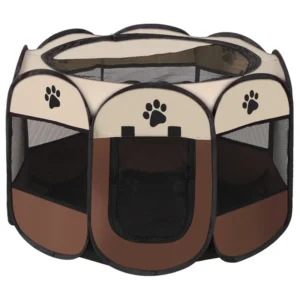 Foldable Scratch Resistant Octagonal Pet Cage with Paw Print Pattern for Dog Cat & Whelping Box Delivery Use Big Size
