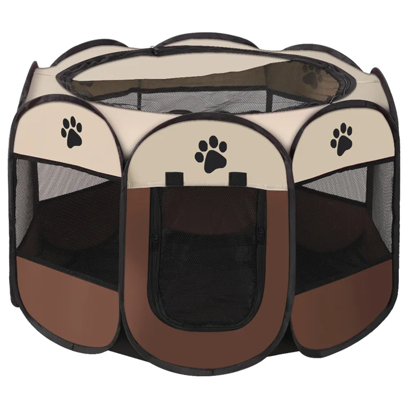 Foldable Scratch Resistant Octagonal Pet Cage with Paw Print Pattern for Dog Cat & Whelping Box Delivery Use Big Size