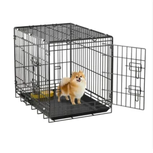 Foldable Self Installing Multi Door Dog Kennel for Large Breed Dogs Iron Frame Anodized Finish Simple Modern Plastic Tray Box