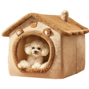 Foldable Solid 100% Cotton Removable Washable Pet House for Extra Small Dogs