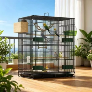Foldable Square Classic Double Layer Metal Bird Cage Large Parrot Aviary for Macaw Budgie Lovebird Easy Assembly Bird