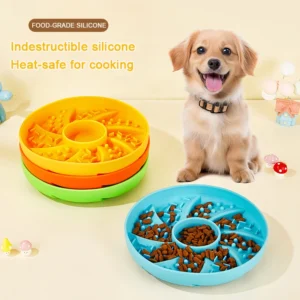 Food Grade Silicone Stylish Rounded Slow Feeder Cat & Dog Bowl
