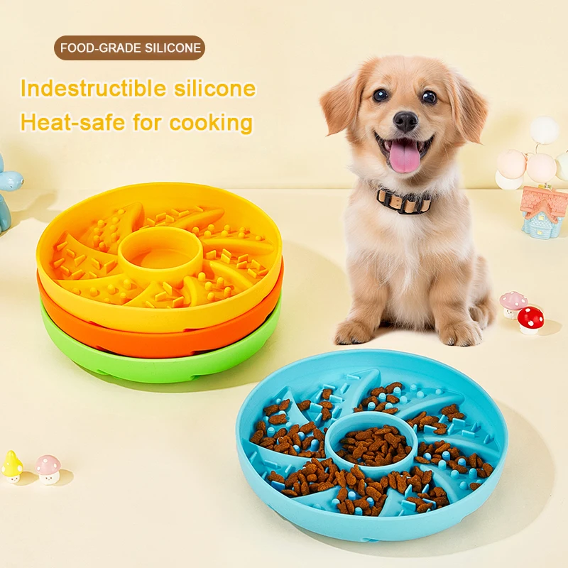 Food Grade Silicone Stylish Rounded Slow Feeder Cat & Dog Bowl