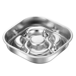 Food Grade Stainless Steel Pet Bowl Round Non Slip Dog Cat Food Water Dish Metal Pet Feeder Rubber Base for Small Large Dogs OEM