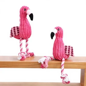 For Plush Educational Bite Resistant Chewing Squeaky Sound-making Pet Toy Teeth Cleaning Stress Relief Flamingo Dog