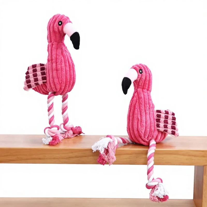 For Plush Educational Bite Resistant Chewing Squeaky Sound-making Pet Toy Teeth Cleaning Stress Relief Flamingo Dog